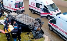 Çankırı'da otomobil Tatlı çaya uçtu, 7 kişi yaralandı!